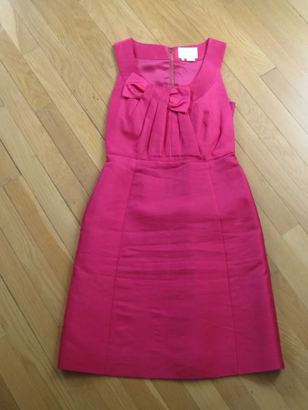 Kate Spade Fuchsia Bow Silk Faille Dress Size 0 Hot Pink Elegant Event Wear